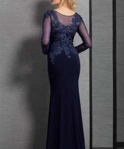 Clarisse - 6333 Beaded Lace Long Sleeves Evening Gown Formal Gowns
