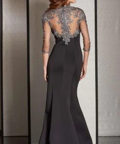 Clarisse - M6204 Quarter Sleeved Embroidered Long Gown Formal Gowns