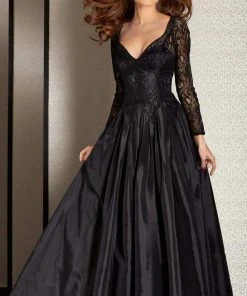 Clarisse - M6205 Long Sleeve Illusion Lace Gown