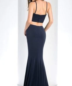 Clarisse Prom - 3559 Two Piece Halter Mesh Evening Dress Formal Gowns