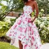 Clarisse Prom - 3563 Strapless Floral High Low Prom Dress Formal Gowns