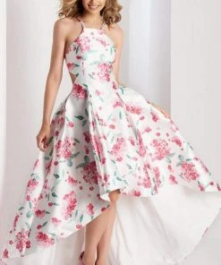 Clarisse Prom - 3564 Halter Floral High Low Prom Dress Formal Gowns