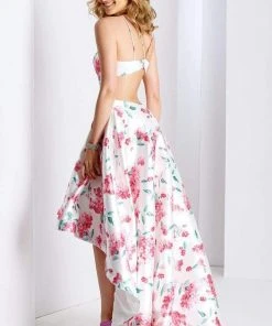 Clarisse Prom - 3564 Halter Floral High Low Prom Dress Formal Gowns