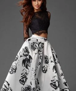 Formal Gowns Clarisse Prom - 3579 Long Sleeve Lace And Floral Evening Gown