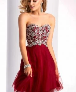 Cocktail Dresses Clarisse - S3012 Strapless Crystal Embellished Cocktail Dress