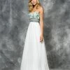 Colors Dress 1626 Strapless Graphic Print Empire Chiffon Gown