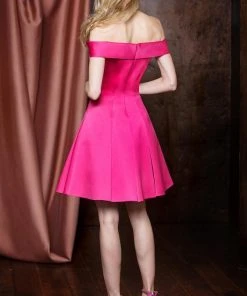 Cocktail Dresses Colors Dress - 1738 Off-Shoulder Pleated A-line Dress