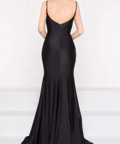 Colors Dress - 2032 Fitted Plunging Dress With Slit Formal Gowns