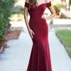 Formal Gowns Colors Dress Off Shoulder Cutout Back Trumpet Gown - 1 Pc. Wine In Size 8 Available 2 Formal Gowns Colors Dress Off Shoulder Cutout Back Trumpet Gown - 1 Pc. Wine In Size 8 Available