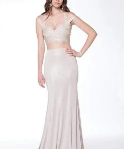 Colors Dress - Two Piece Bandage Long Dress 1732 - 2 Pcs Champagne In Size 0 Available Formal Gowns