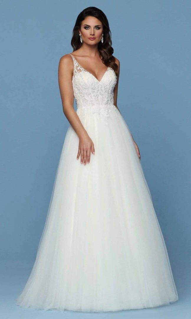 Da Vinci Bridal Formal Gowns Da Vinci - Beaded V Neck Tulle Bridal Gown 50571 - 1 Pc Ivory/Ivory In Size 16 Available 3 Da Vinci Bridal Formal Gowns Da Vinci - Beaded V Neck Tulle Bridal Gown 50571 - 1 Pc Ivory/Ivory In Size 16 Available