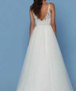 Da Vinci Bridal Formal Gowns Da Vinci - Beaded V Neck Tulle Bridal Gown 50571 - 1 Pc Ivory/Ivory In Size 16 Available 5 Da Vinci Bridal Formal Gowns Da Vinci - Beaded V Neck Tulle Bridal Gown 50571 - 1 Pc Ivory/Ivory In Size 16 Available