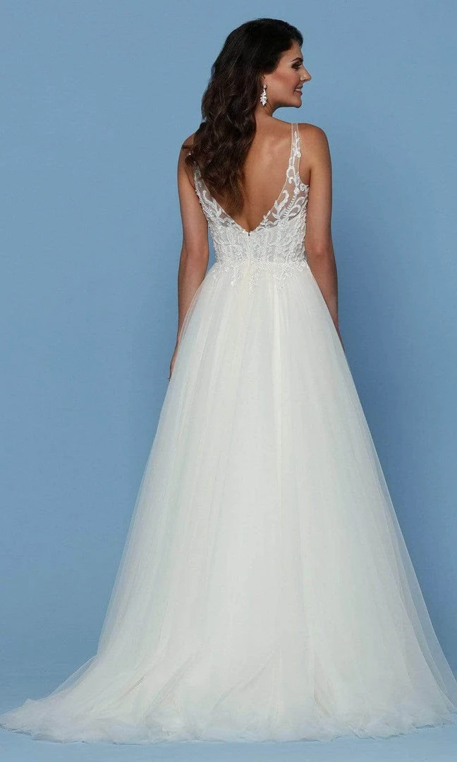 Da Vinci Bridal Formal Gowns Da Vinci - Beaded V Neck Tulle Bridal Gown 50571 - 1 Pc Ivory/Ivory In Size 16 Available 4 Da Vinci Bridal Formal Gowns Da Vinci - Beaded V Neck Tulle Bridal Gown 50571 - 1 Pc Ivory/Ivory In Size 16 Available