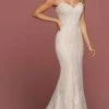 Da Vinci Bridal Formal Gowns Da Vinci - Spaghetti Strap Beaded Bridal Gown 50480 - 1 Pc Ivory/Ivory In Size 8 Available