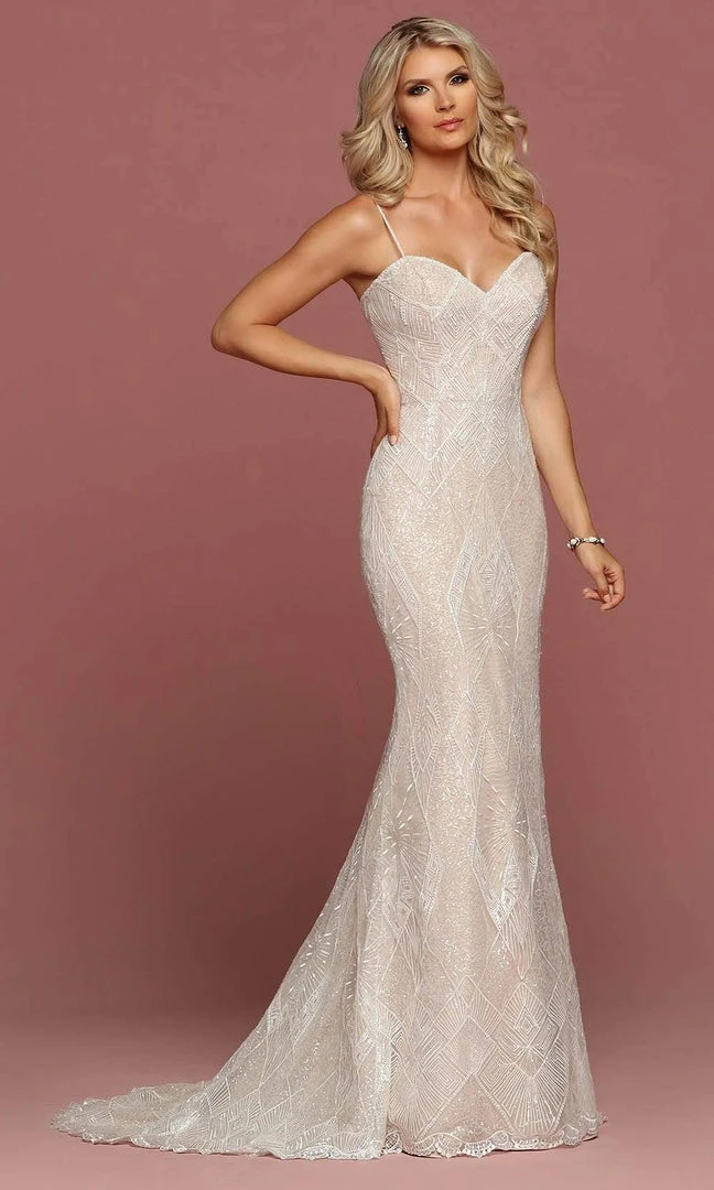 Da Vinci Bridal Formal Gowns Da Vinci - Spaghetti Strap Beaded Bridal Gown 50480 - 1 Pc Ivory/Ivory In Size 8 Available 3 Da Vinci Bridal Formal Gowns Da Vinci - Spaghetti Strap Beaded Bridal Gown 50480 - 1 Pc Ivory/Ivory In Size 8 Available