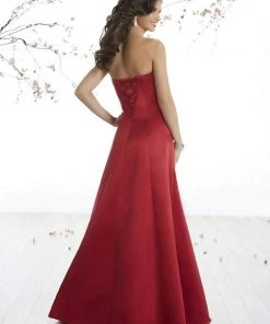 Damas - 52420 Strapless Pleated A-line Dress With Lace Up Back