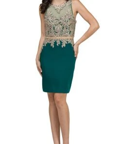 Dancing Queen - 2000 Mock Two-Piece Illusion Lace Cocktail Dress Cocktail Dresses