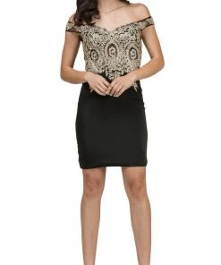 Dancing Queen - 2001 Lace Off Shoulder Sheath Cocktail Dress