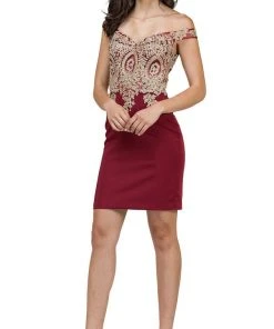 Dancing Queen - 2001 Lace Off Shoulder Sheath Cocktail Dress