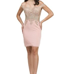 Dancing Queen - 2001 Lace Off Shoulder Sheath Cocktail Dress