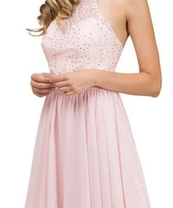 Cocktail Dresses Dancing Queen - 2010 Lace Illusion Halter A-Line Cocktail Dress