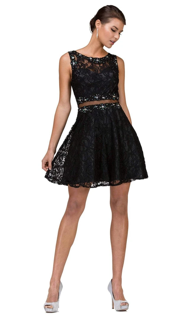 Dancing Queen - 2053 Illusion Two Piece Beaded Lace Cocktail Dress 3 Dancing Queen - 2053 Illusion Two Piece Beaded Lace Cocktail Dress