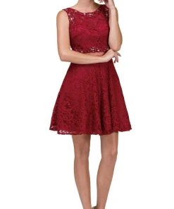 Dancing Queen - 2053 Illusion Two Piece Beaded Lace Cocktail Dress 13 Dancing Queen - 2053 Illusion Two Piece Beaded Lace Cocktail Dress