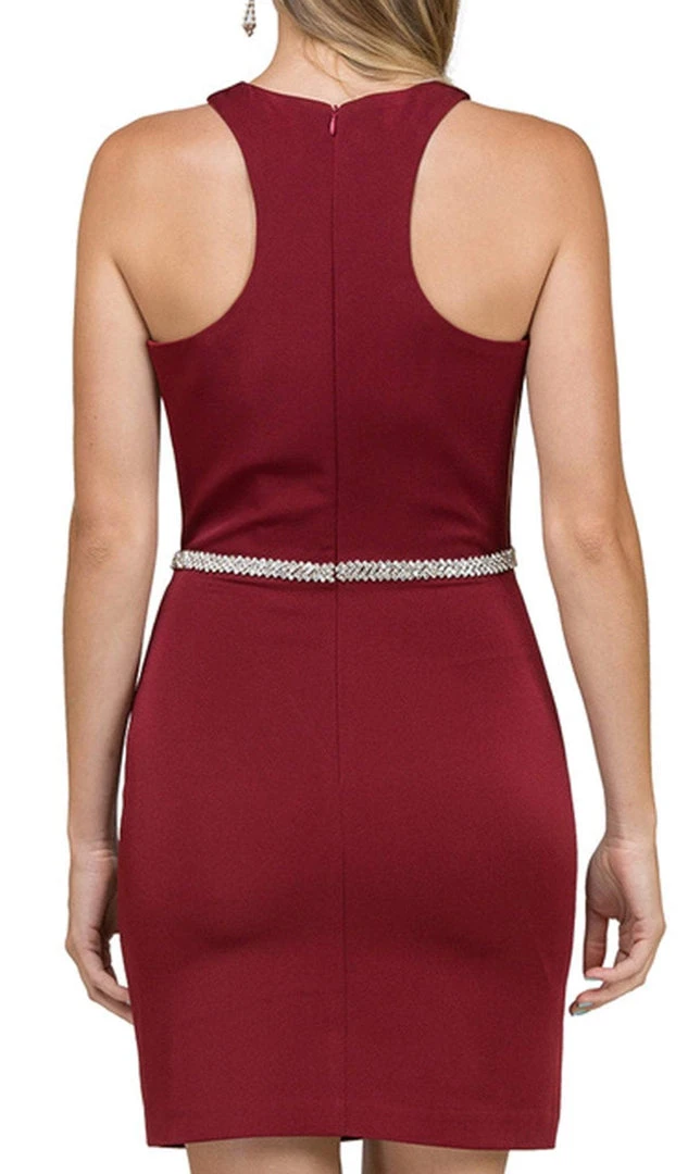 Dancing Queen - 2065 Jeweled Waist Sheath Cocktail Dress 9 Dancing Queen - 2065 Jeweled Waist Sheath Cocktail Dress