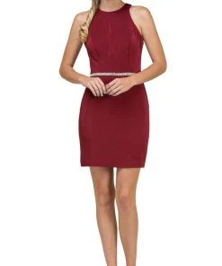 Dancing Queen - 2065 Jeweled Waist Sheath Cocktail Dress