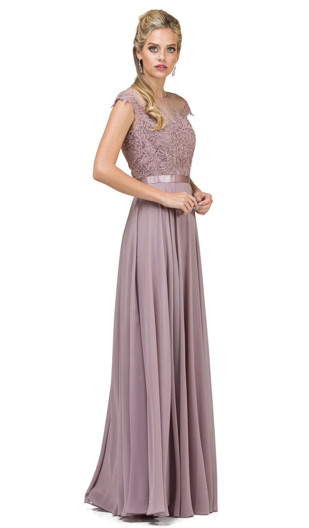 Dancing Queen - 2121 Sheer Floral A Line Evening Gown 8 Dancing Queen - 2121 Sheer Floral A Line Evening Gown