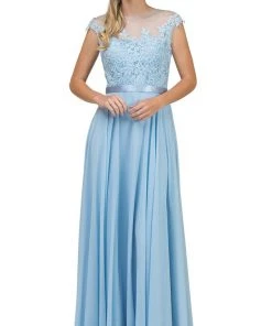 Dancing Queen - 2121 Sheer Floral A Line Evening Gown 17 Dancing Queen - 2121 Sheer Floral A Line Evening Gown