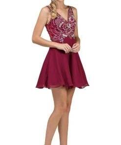 Dancing Queen - 2124 Illusion Cutout Chiffon Cocktail Dress