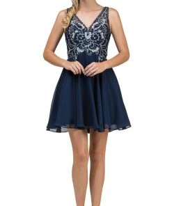 Dancing Queen - 2124 Illusion Cutout Chiffon Cocktail Dress