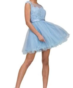 Dancing Queen - 2153 Illusion Jewel Floral A Line Cocktail Dress Cocktail Dresses 11 Dancing Queen - 2153 Illusion Jewel Floral A Line Cocktail Dress Cocktail Dresses