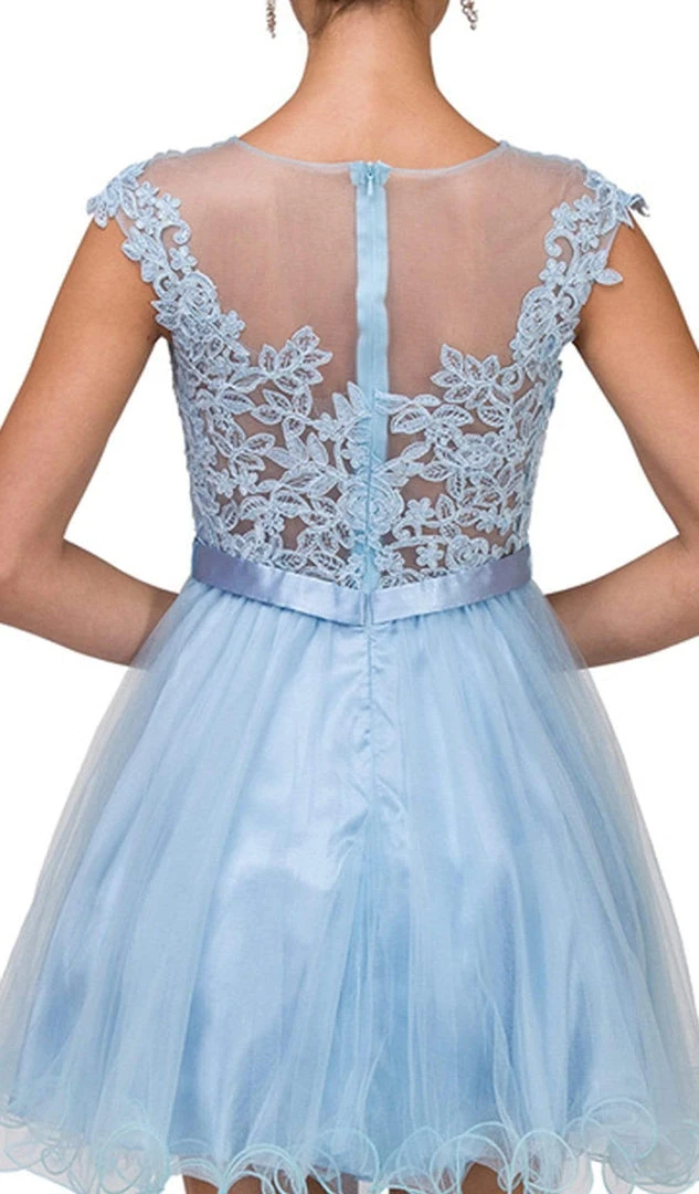 Dancing Queen - 2153 Illusion Jewel Floral A Line Cocktail Dress Cocktail Dresses 7 Dancing Queen - 2153 Illusion Jewel Floral A Line Cocktail Dress Cocktail Dresses