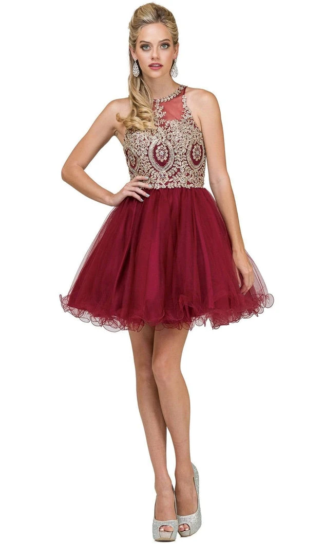 Dancing Queen - 2156 Halter Floral Appliques Tulle Cocktail Dress Cocktail Dresses 11 Dancing Queen - 2156 Halter Floral Appliques Tulle Cocktail Dress Cocktail Dresses