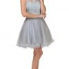 Dancing Queen - 2156 Halter Floral Appliques Tulle Cocktail Dress Cocktail Dresses