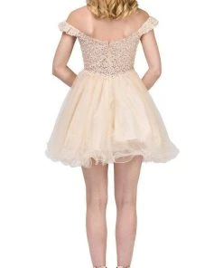 Dancing Queen - 2248 Off Shoulder Beaded Lace A Line Cocktail Dress Cocktail Dresses