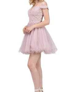 Dancing Queen - 2248 Off Shoulder Beaded Lace A Line Cocktail Dress Cocktail Dresses