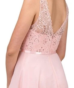 Dancing Queen - 2267 Sleeveless Scalloped Lace Illusion Prom Gown Formal Gowns