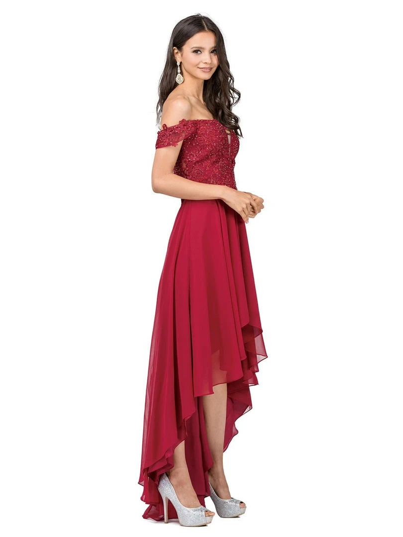 Dancing Queen 2278 Off Shoulder Beaded High Low Dress - 1 Pc Burgundy In Size XL Available Formal Gowns 5 Dancing Queen 2278 Off Shoulder Beaded High Low Dress - 1 Pc Burgundy In Size XL Available Formal Gowns