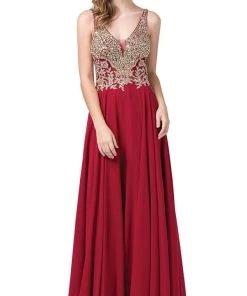 Formal Gowns Dancing Queen - 2494 Jewel Encrusted Bodice A-Line Chiffon Gown