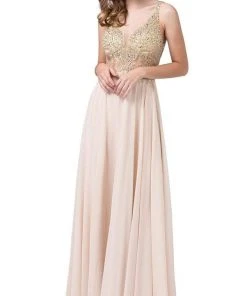 Formal Gowns Dancing Queen - 2494 Jewel Encrusted Bodice A-Line Chiffon Gown