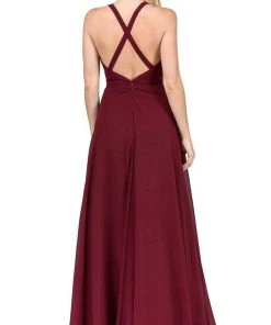 Dancing Queen - 2541 Crisscross Strap Ruched Bodice Chiffon Dress Formal Gowns