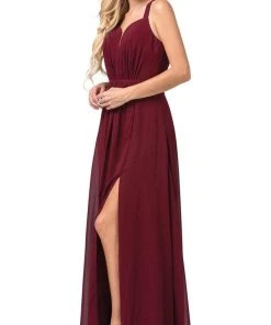 Dancing Queen - 2541 Crisscross Strap Ruched Bodice Chiffon Dress Formal Gowns