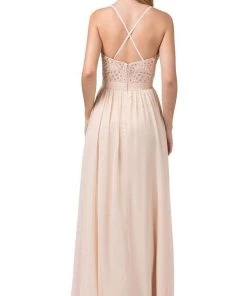 Formal Gowns Dancing Queen - 2571 Embroidered V-neck Long A-line Dress