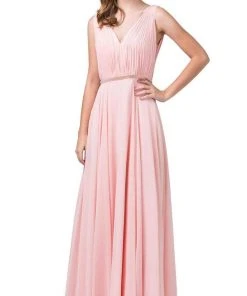 Dancing Queen - 2588 Ruched Bodice A-Line Gown With Rhinestone Belt Formal Gowns 10 Dancing Queen - 2588 Ruched Bodice A-Line Gown With Rhinestone Belt Formal Gowns