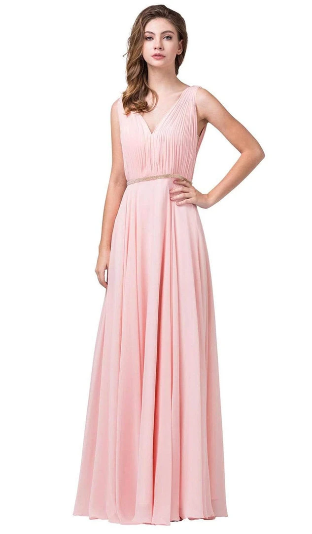 Dancing Queen - 2588 Ruched Bodice A-Line Gown With Rhinestone Belt Formal Gowns 5 Dancing Queen - 2588 Ruched Bodice A-Line Gown With Rhinestone Belt Formal Gowns
