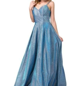 Dancing Queen - 2611 Sweetheart Lace Up Back Metallic Jersey Gown