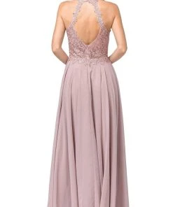 Dancing Queen - 2621 Embroidered Deep V-neck A-line Gown Formal Gowns 7 Dancing Queen - 2621 Embroidered Deep V-neck A-line Gown Formal Gowns